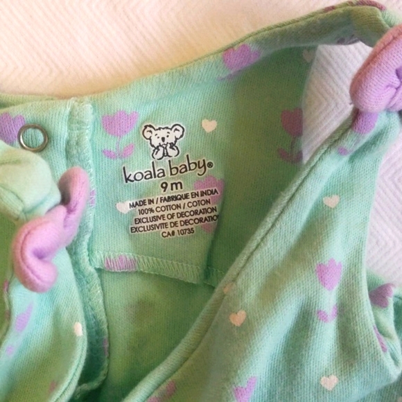koala baby pastel mint tulip print bubble romper playsuit 6-9 months baby girl - Picture 4 of 7